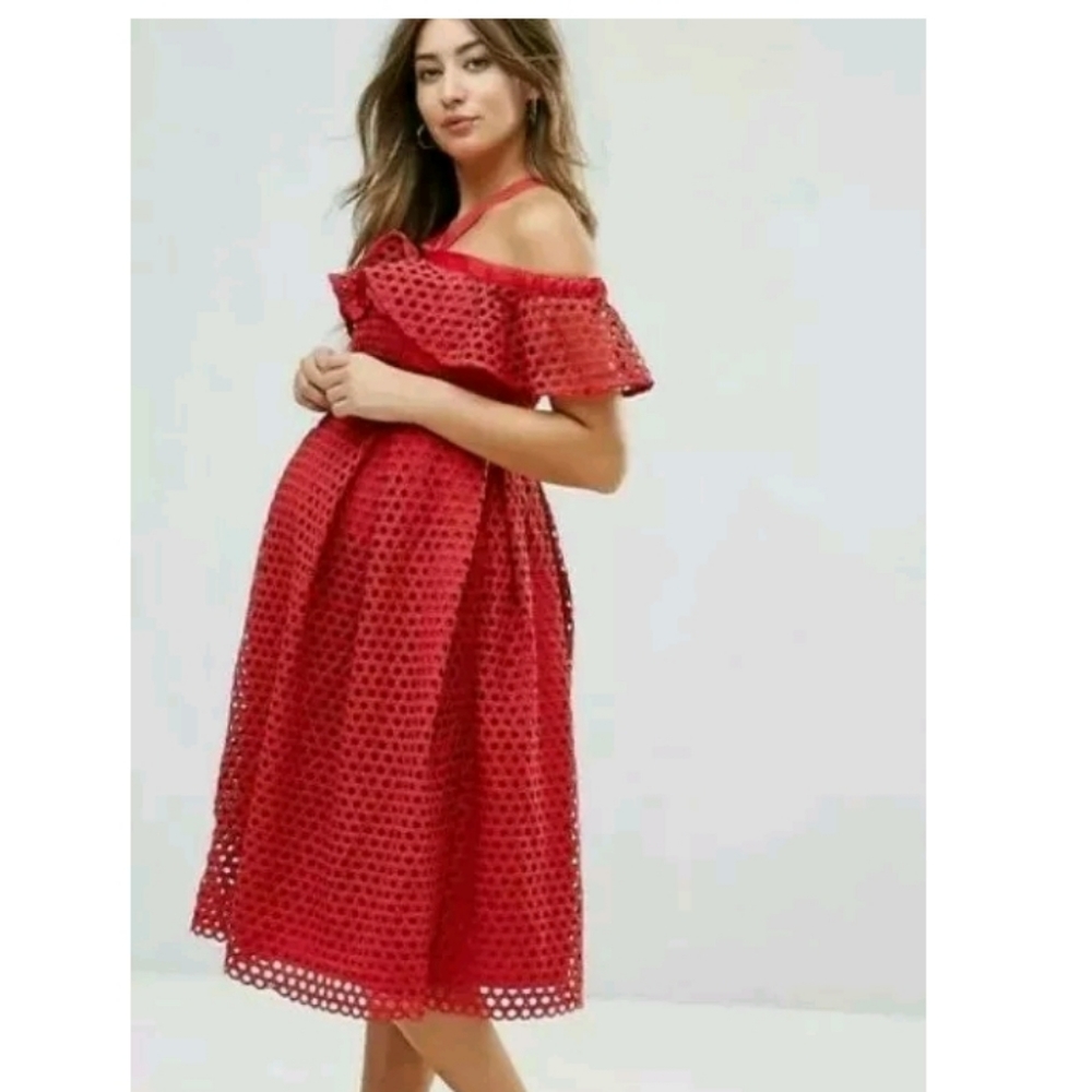 ASOS womens red lace dress small 4-6